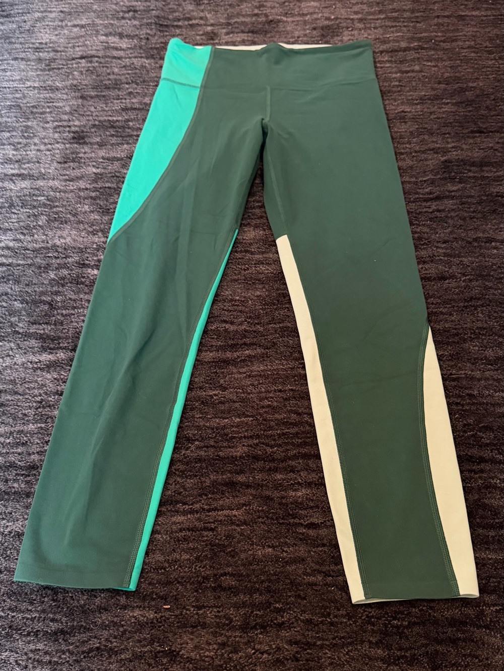 Womens Green Colorblock Athletic Leggings